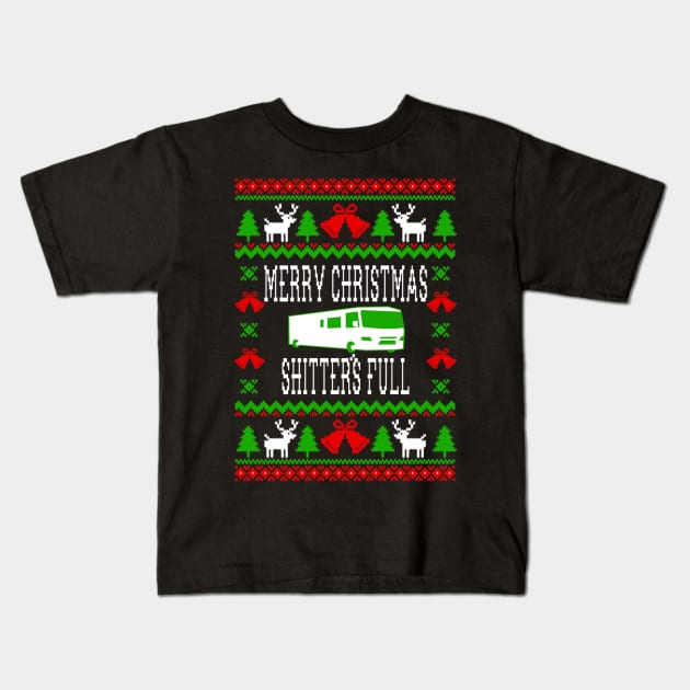 Merry Christmas Shitter_s Full - Ugly Christmas Sweater Style Kids T-Shirt by Kanalmaven